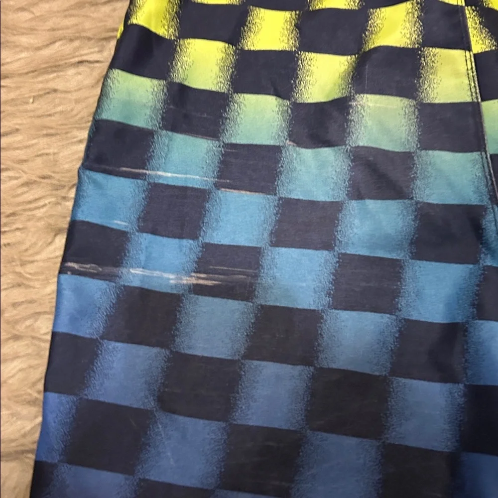 Hurley Boys Ombre Blue, Purple And Yellow Checkered‎ Board Shorts